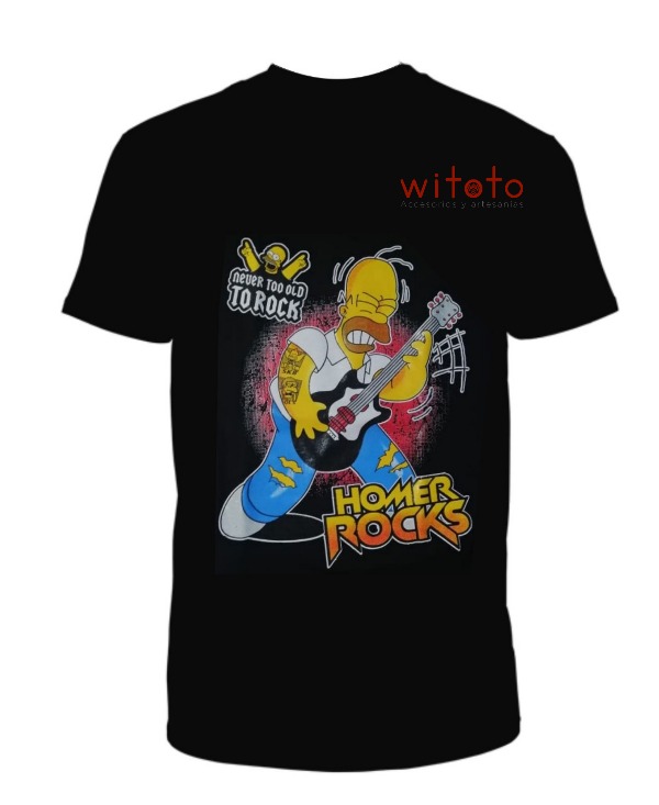 CAMISETA HOMBRE HOMERO ROCK NEGRA